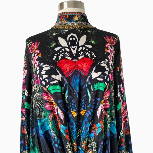 Camilla Flutter By Mini Dress 3XL Multicolor Butterfly Print Crystal Boho - Picture 3 of 8